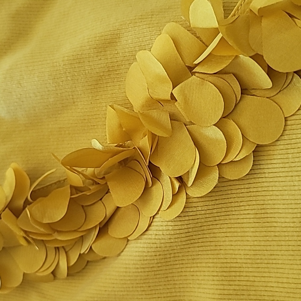 Large Soft Surroundings Mustard Yellow Stretchy Modal Cotton Knit Top - Picture 3 of 4